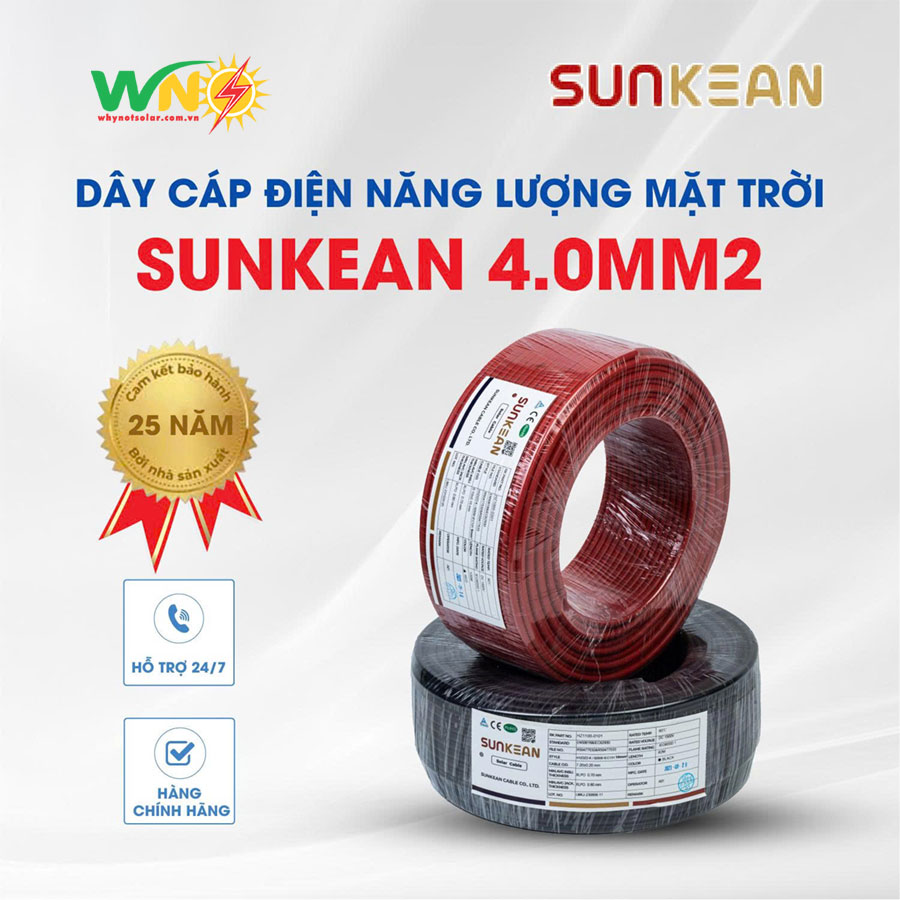 Dây cáp DC Solar Sunkean 4mm² lõi đơn, ruột đồng, 62930 IEC131/H1Z2Z2-K