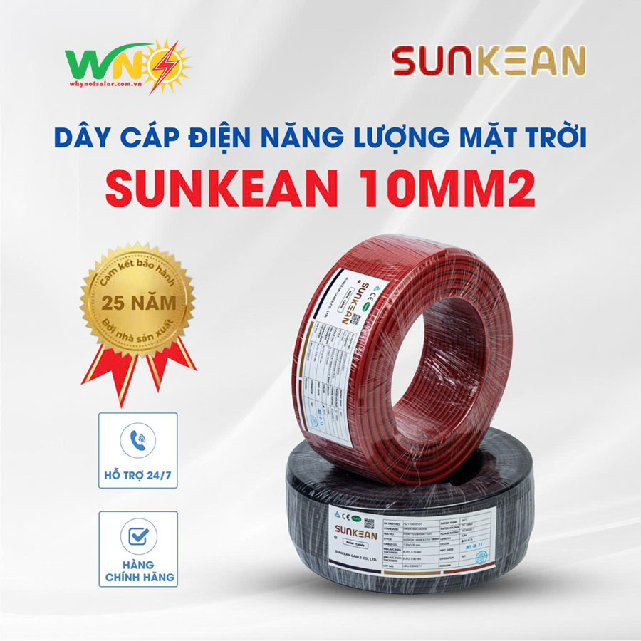 Dây cáp DC Solar Sunkean (10mm2) lõi đơn, ruột đồng, 62930 IEC131/H1Z2Z2-K