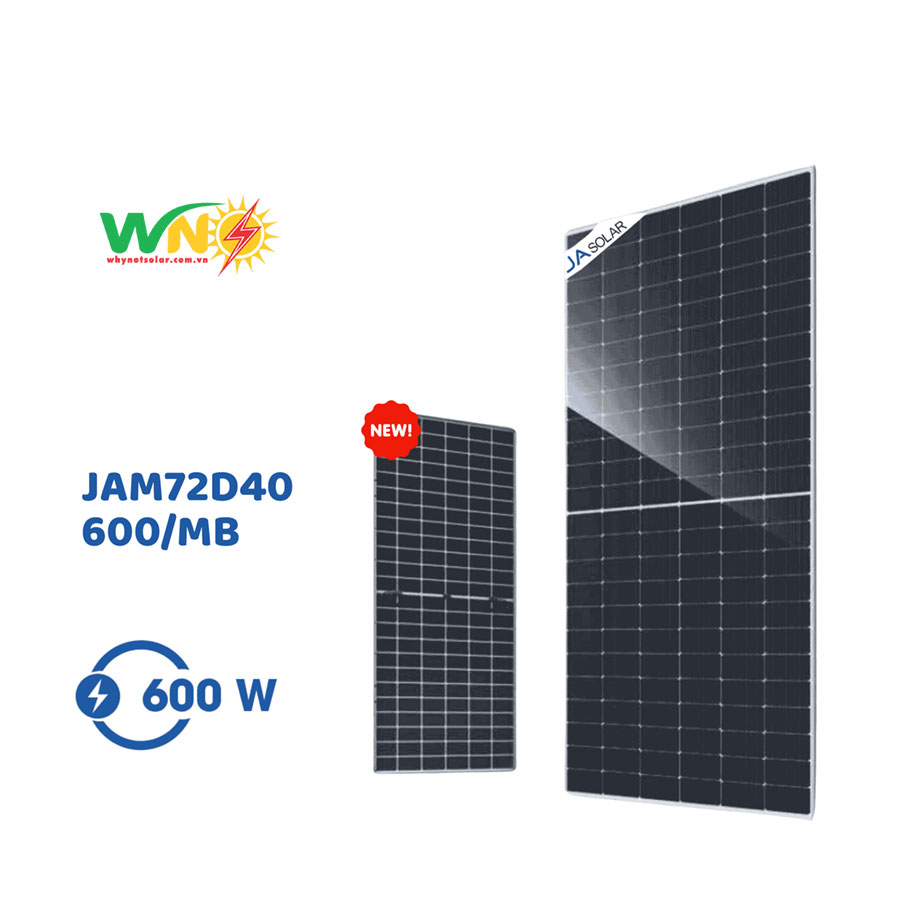 Tấm pin JA 600Wp Ntype hai mặt kính - JAM72D40 600/MB